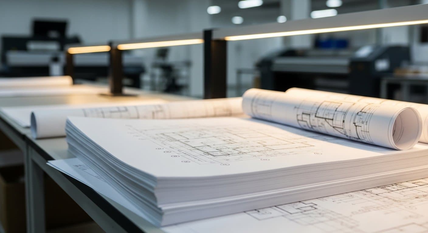 Großformatdrucker druckt technische Pläne und Architekturzeichnungen